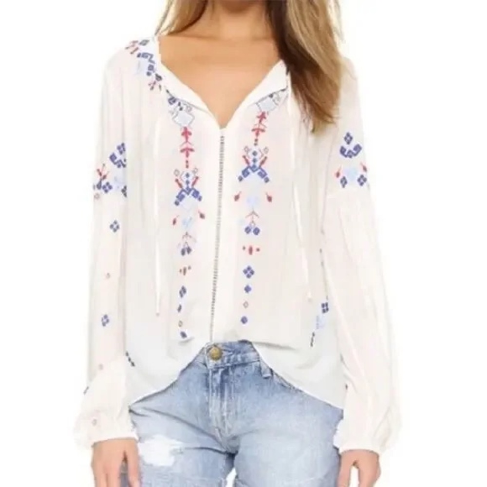 Parker Persimmon Embroidered Peasant Top
